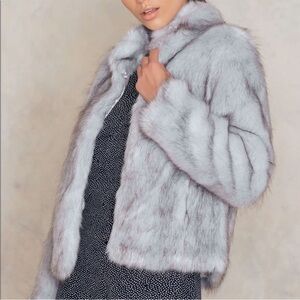 Unreal Fur Silver Lining Faux Fur Jacket in Grey